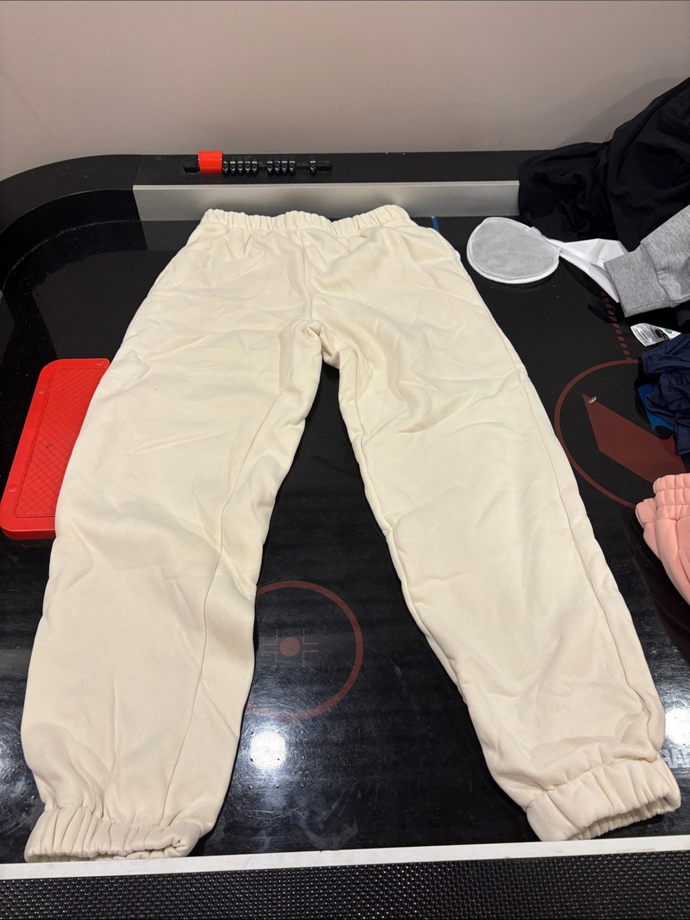 Edikted Cream Elastic Waist Track Pants